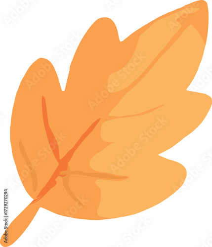 A simple illustration of an autumn leaf in warm shades of orange and yellow with visible veins and a natural texture.