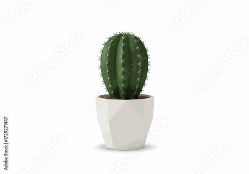 Artificial Cactus in White Pot Home Decor.