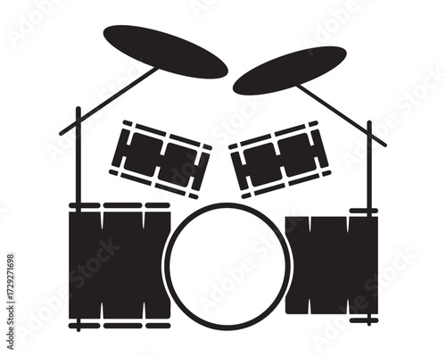 Drum Set Silhouette Vector Percussion Musical Instrument Illustration