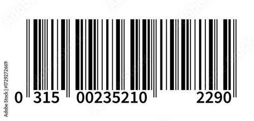 Black barcode vector isolated linear scan code design element with clean parallel stripe pattern and minimalistic geometric lines, product labeling packaging template, modern graphic layout