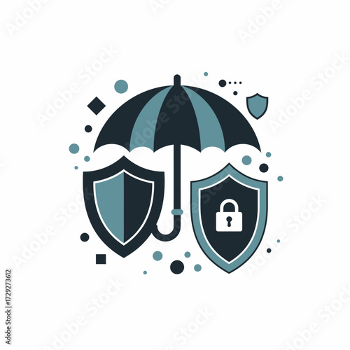 Insurance Protection Minimal Flat Vector Icon - Clean Geometric Design for Security, Coverage, Financial Safety, and Risk Management