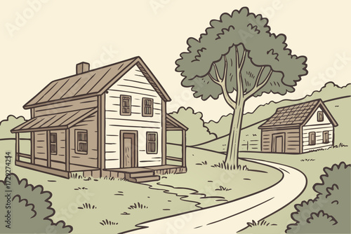 Gruene in Texas, rustic German settlement with old dance hall and antique wooden storefronts