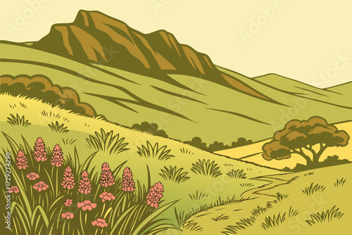 Haleakala Crater Alpine Meadows in Maui, rare high-altitude grasses and blooms above volcanic slopes