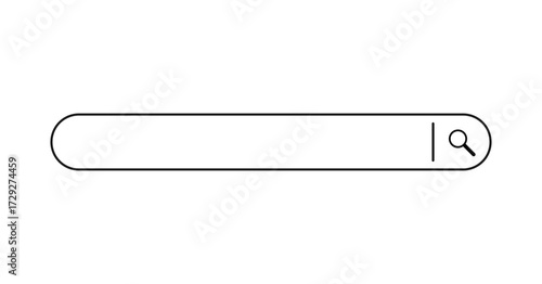 A magnifying glass search button and a microphone icon for voice search in the search bar. Vector graphics . toolbar search icon 