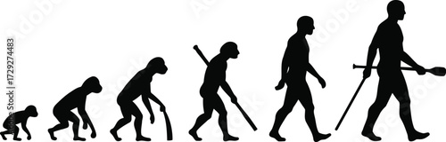 Human evolution stages silhouette progress from ape to modern man vector