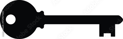 Vintage skeleton key silhouette isolated on white for security or access concepts vector
