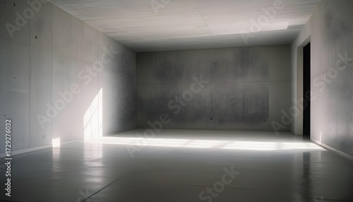 Minimalist concrete room bathed in natural light