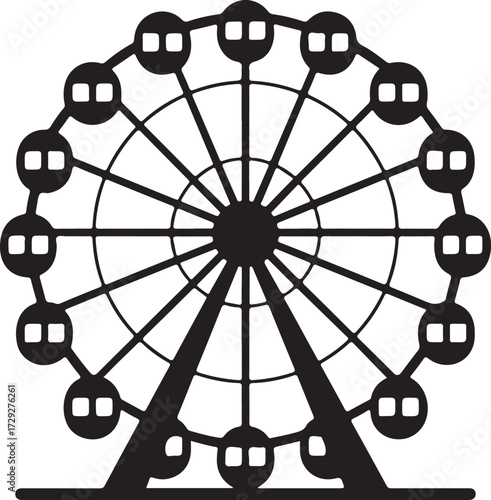Flat silhouette ferris wheel icon design