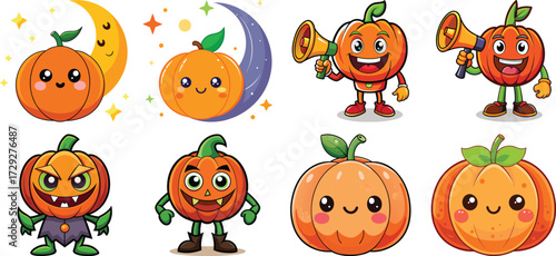 set of funny cartoon vegetables
