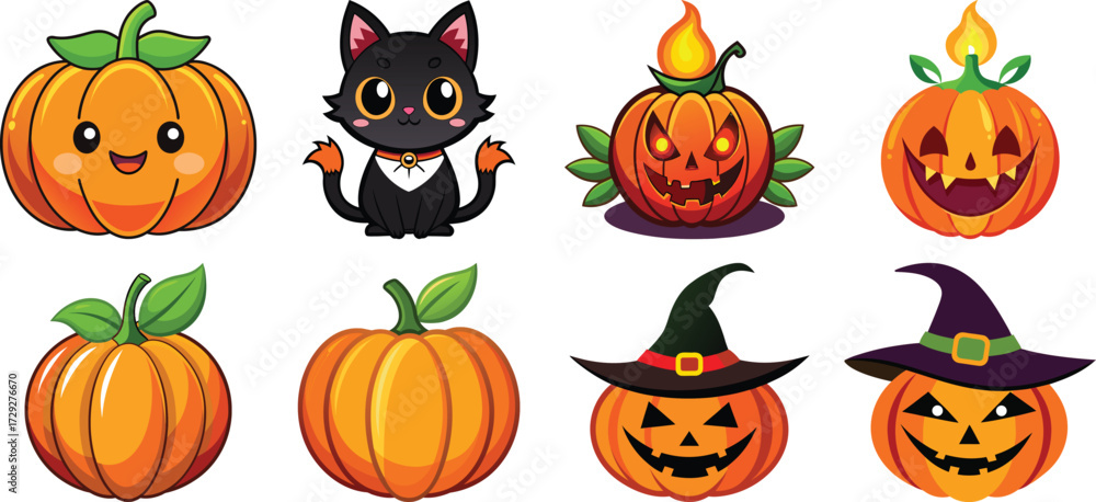 Naklejka premium set of halloween pumpkins