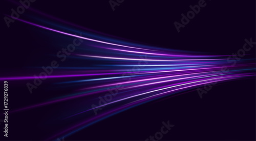 Futuristic neon background with fast twirling spray and bright flowing lines of energy.