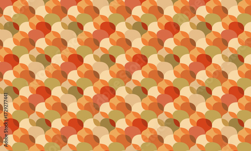 Retro 70s Overlapping Circles and Scale Seamless Pattern