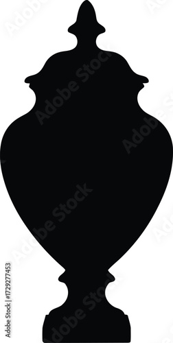 Elegant urn silhouette vintage decorative vessel monument symbol vector