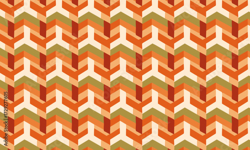 Retro 70s Geometric 3D Arrow Chevron Seamless Pattern