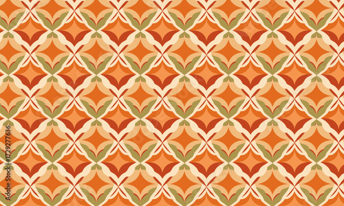 Groovy Retro 70s Ornamental Damask Seamless Pattern