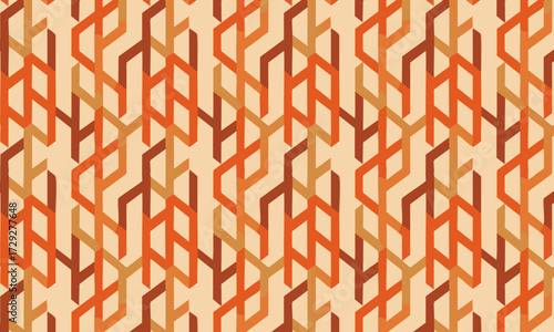 Modern Retro Abstract Interlocking Lines Seamless Pattern