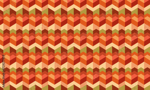 Retro 70s Geometric 3D Chevron Seamless Pattern