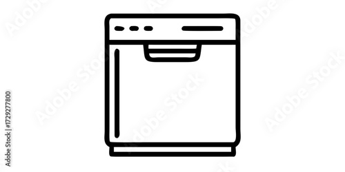 Dishwasher icon with front panel and handle
