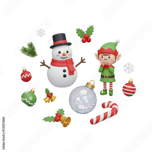 snowman with christmas tree