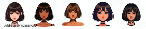 vector avatar of a woman's face with wavy hair wearing a beret