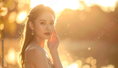 Golden hour portrait of a woman