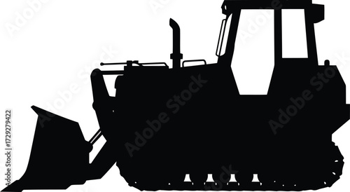 Silhouette bulldozer construction heavy machinery industrial equipment vector graphic vector