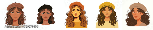 Vector Avatar of a woman with bobbed hair wearing a choker