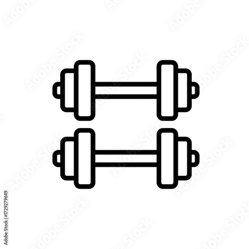 Dumbbells in outline style for fitness and weightlifting activities  