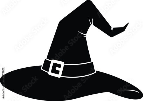 Classic black witch hat festive halloween costume accessory vector