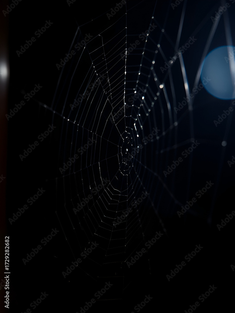 Naklejka premium Spiderwebs In Dark Room Closeup
