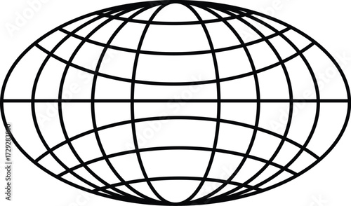 FLATTENED 3D GRID GLOBE
