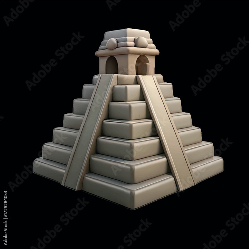 Ancient Pyramid Architecture: An intriguing, architectural marvel in muted tones, standing as a testament to a rich cultural past. The pyramid's form is accentuated against a stark backdrop.