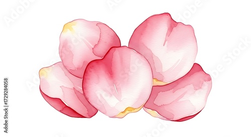 Wallpaper Mural Watercolor Pink Rose Petals Isolated on White Background. Torontodigital.ca
