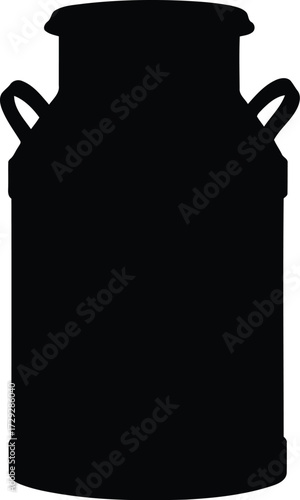Retro milk can silhouette farm fresh dairy product vintage container vector