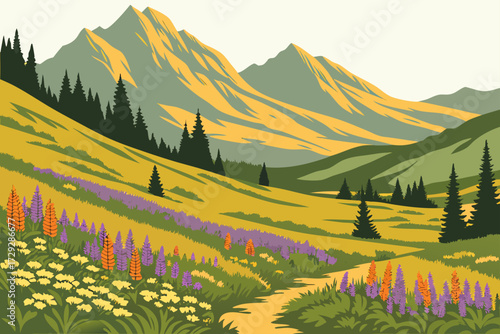 Crested Butte Wildflower Fields in Colorado, brilliant blooms covering mountain valleys in summer