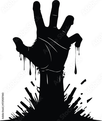 Terrifying Zombie Hand Emerges from the Grave Oozing with Gruesome Decay and Breaking Through the Earth