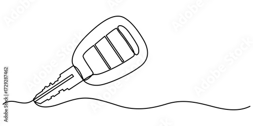  continuous line drawing of car key, Car keys with alarm system outline drawing illustration. 