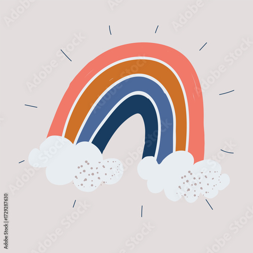 Vector illustration of rainbow with clouds symbolizing hope, optimism and brighter future