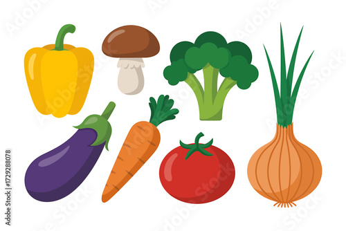 Fresh and Colorful Vegetable Collection for Healthy Eating and Nutrition Education Illustration Concept