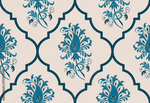 Vector Hand drawn colourful geometric flowers Motifs African boho paisley, seamless patterns with floral for fabric Ethnic Indian Pattern, textiles, clothing, wrapping paper, backdrop, banner.

