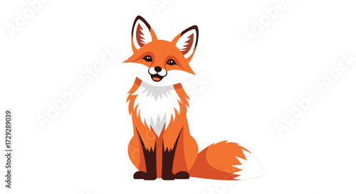 A fluffy fox sits patiently in the grass on a sunny day.