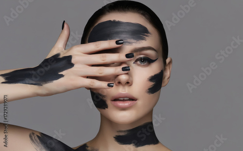 Striking Black Clay Mask Beauty Photoshoot, Skincare, Makeup, and Editorial Portraiture