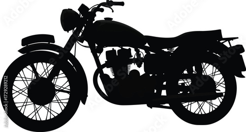Vintage motorcycle silhouette classic rider transport freedom adventure side view vector