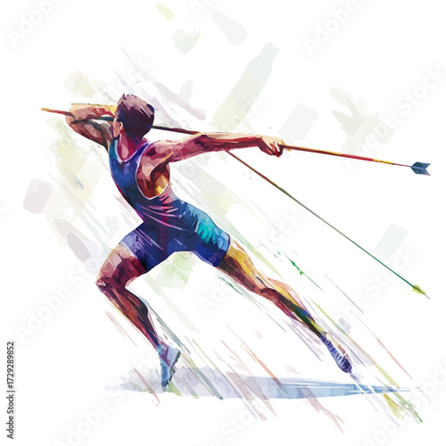 watercolor vector of Javelin, isolated on a white background.