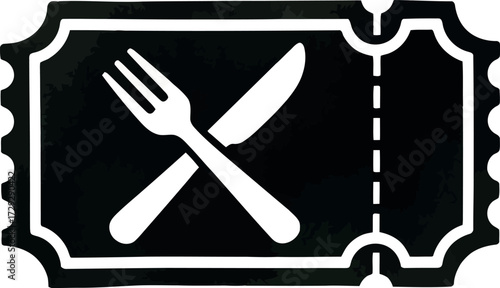 Restaurant meal ticket voucher coupon dining experience food service icon vector Hand drawn