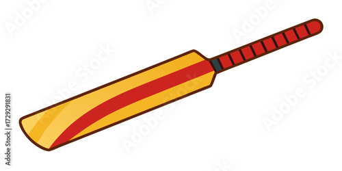 Vibrant cricket bat illustration showcasing sports equipment for athletic competition, perfect for cricket enthusiasts and sporting goods promotion with a modern design