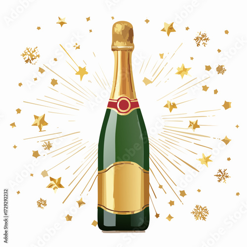 champagne bottle and glass