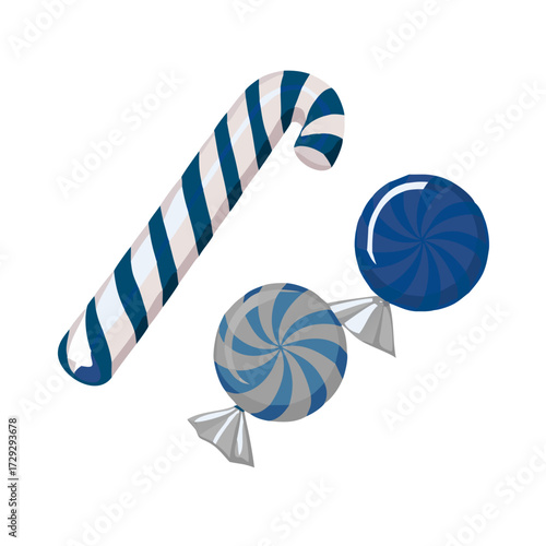 Striped sugar candy. Striped peppermint candy isolated. Illustration for new years day, sweet-stuff, winter holiday, dessert, new years event. Transparent background. Illustration.icon
