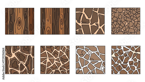 Grass and Broken Tiles Mosaic CAD Pattern – Vector Line Art Texture for Architecture and Landscape Design AI EPS PNG JPEG