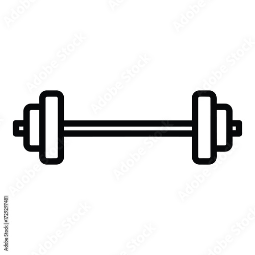 Simple barbell icon representing strength training and fitness for gyms and workouts vector